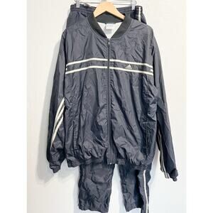 Vintage Adidas Windbreaker Set Mens XL Nylon Charcoal Gray Jacket Pants Y2K